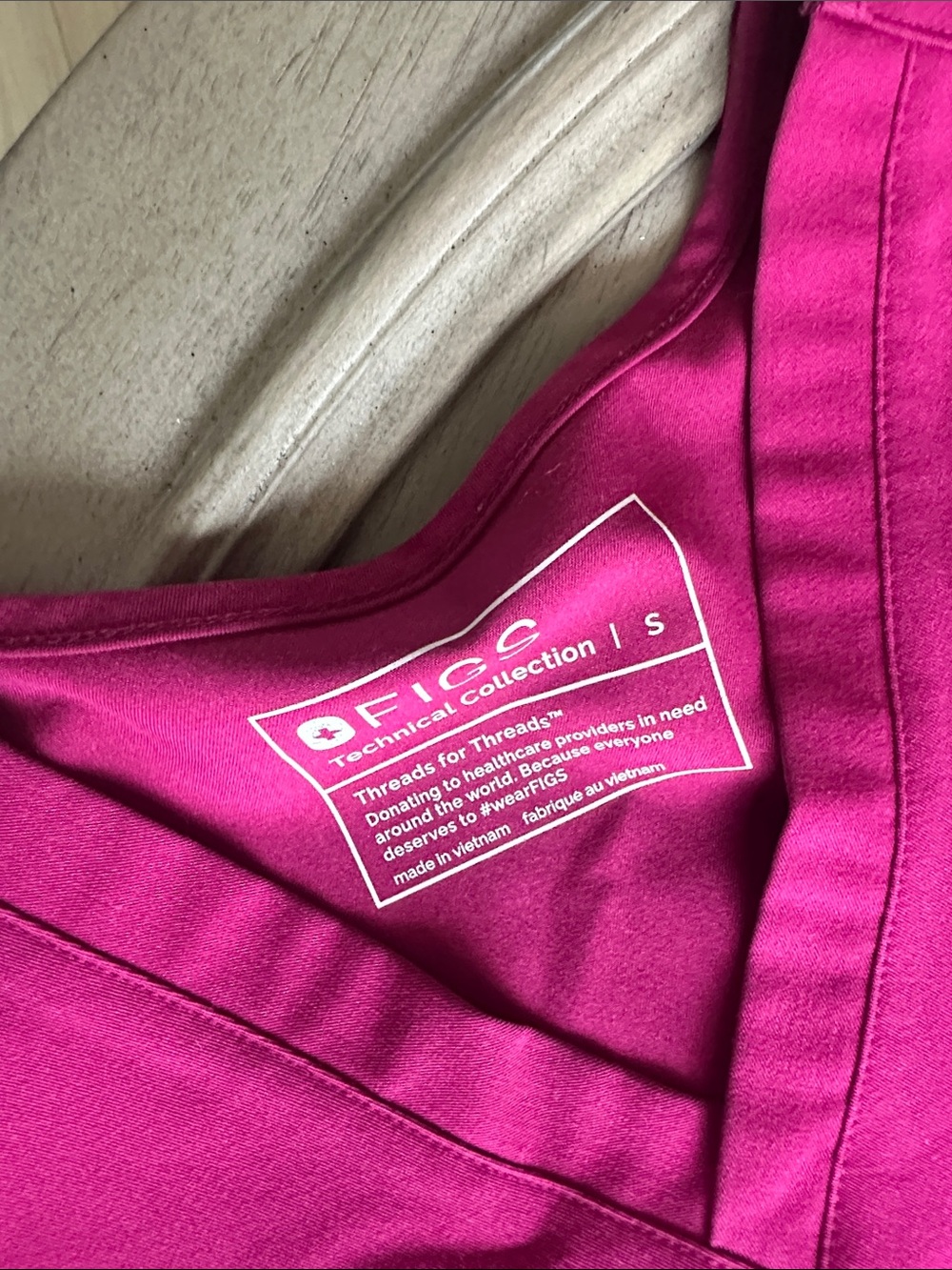 Figs Hot Pink Scrub Top & Drawstring Pants Set - Picture 2 of 3